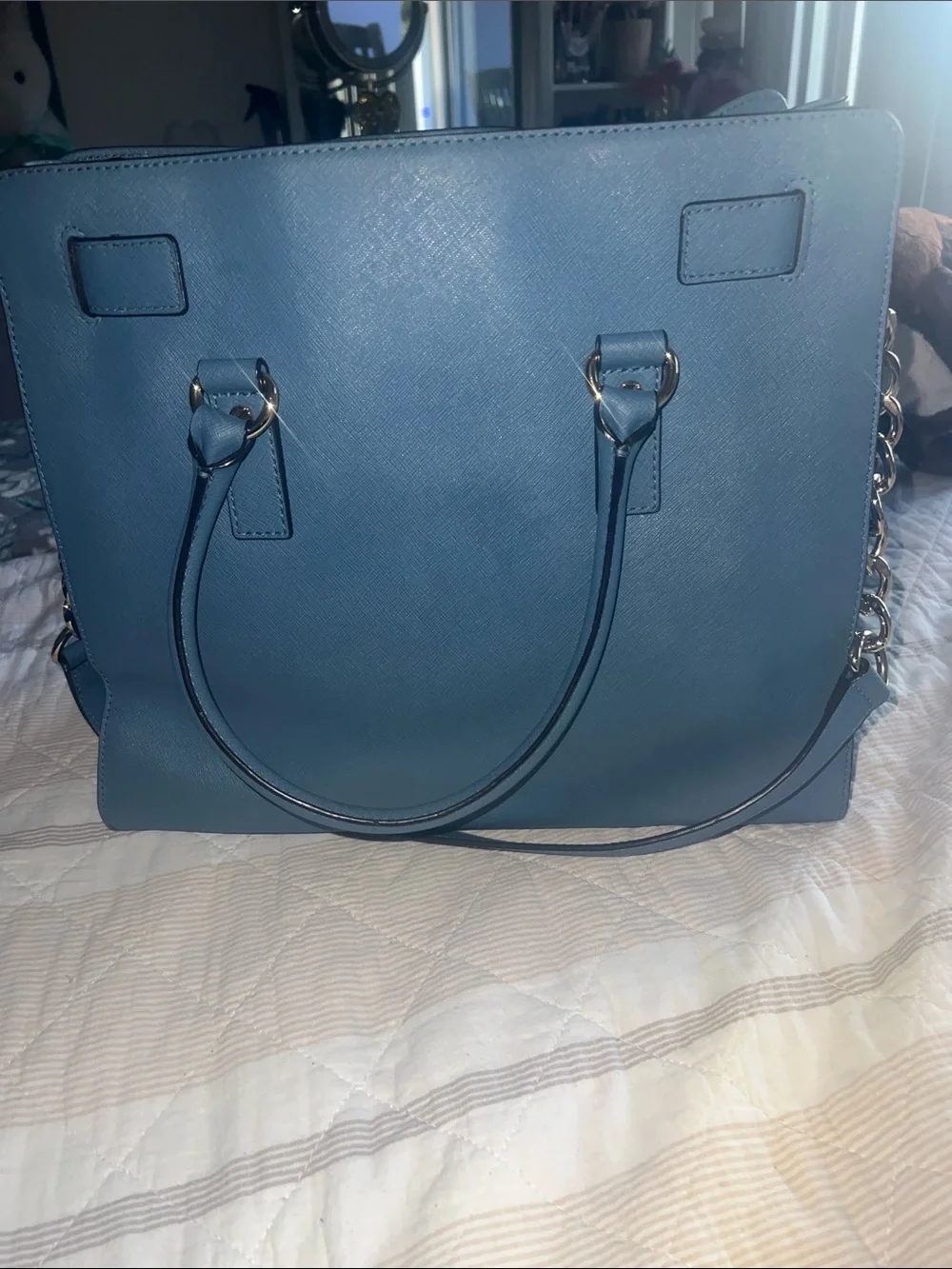 Michael Kors Blue Saffiano Leather Tote